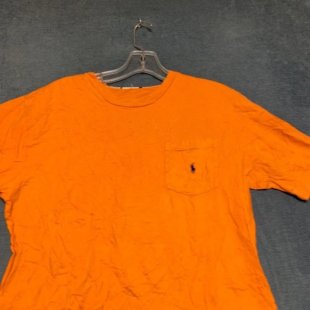 Polo Ralph Lauren T Shirt Mens S Orange Embroidered Logo Chest Pocket Short